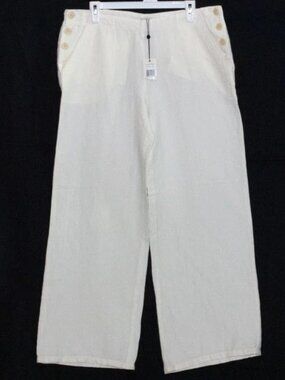 NWT Leon Max Limited Edition High Waisted Wide Leg Sailor Style Linen Pants Sz 8